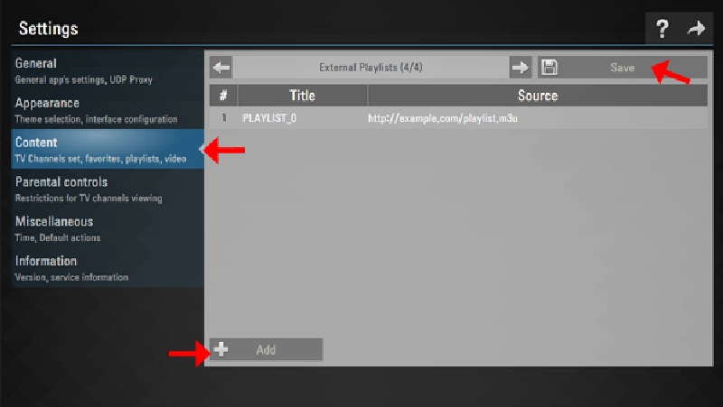 Agregar lista de reproducción en la aplicación SS IPTV